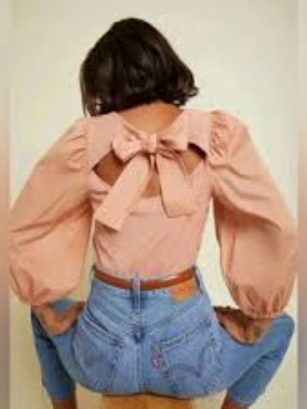 Nation LTD Shalom Tie Back Puff Sleeve Blouse in Dusty Peach Size Small